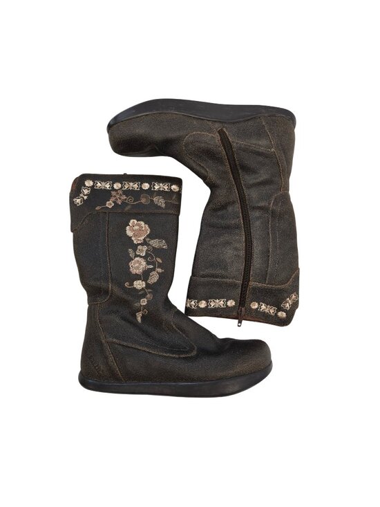 Earth Shoes - Earth Aroma Leather Embroidered Calf High Boots Size 6